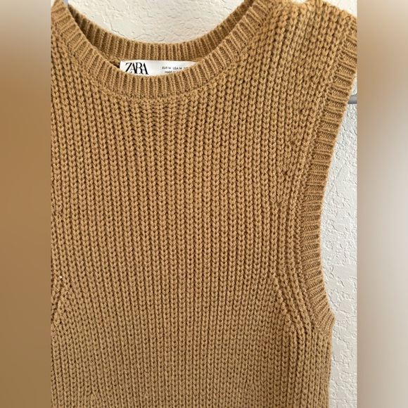 ZARA Knit Sweater Dress Camel Tan Maxi A-Line - Picture 4 of 8